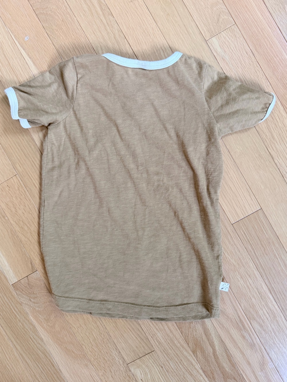 Childhoods Clothing Ringer Short Sleeve Tee in Camel Brown with White Trim